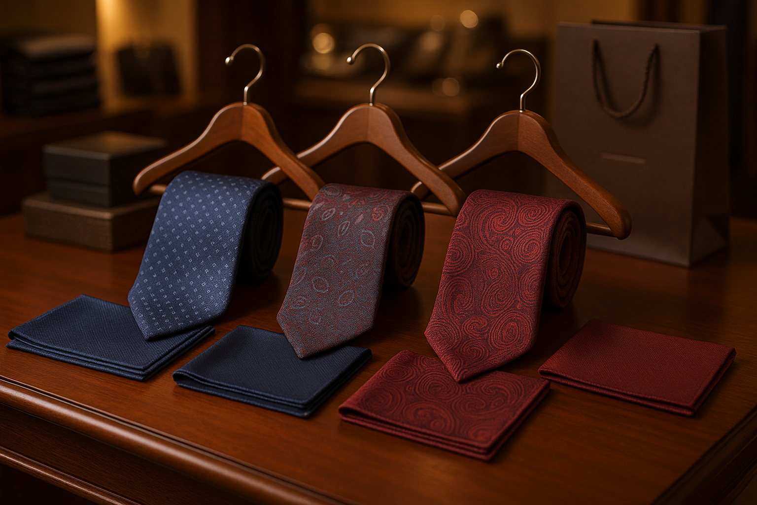 Premium Silk Tie & Pocket Square - Single Display