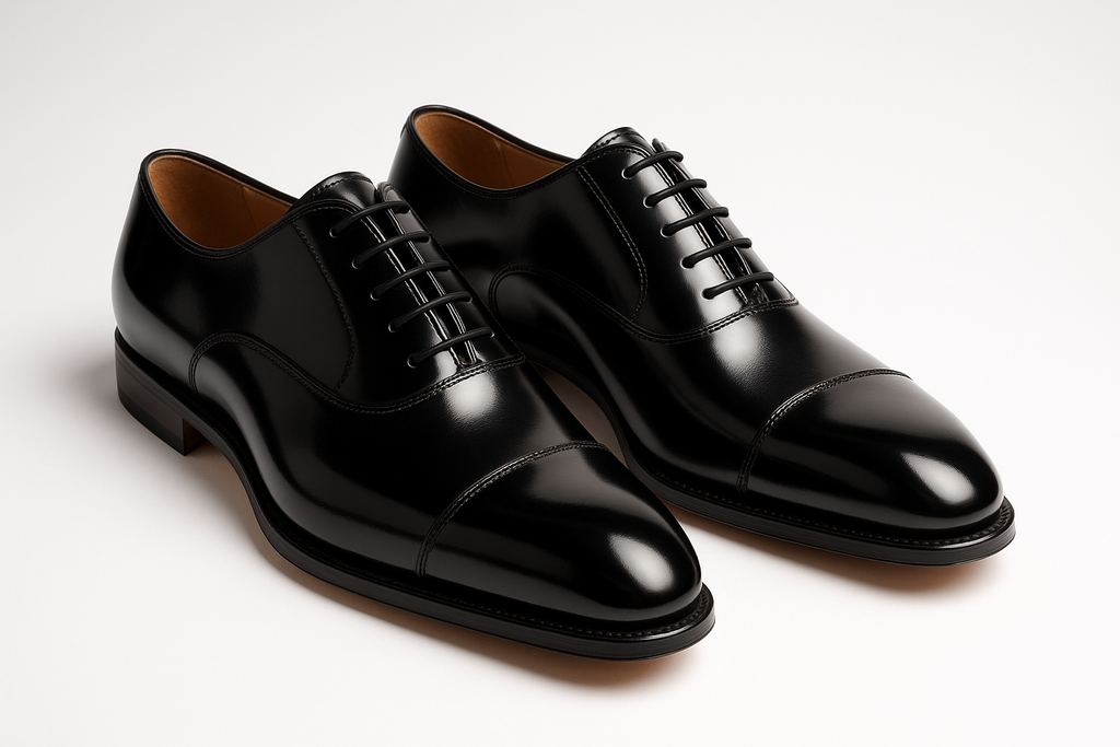 Oxford Cap-Toe Black Leather - Classic Formal Style
