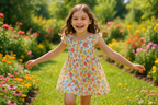 Girls' Floral Summer Dress - Lifestyle Photo