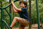 Boy Wearing Cargo Shorts Outdoors