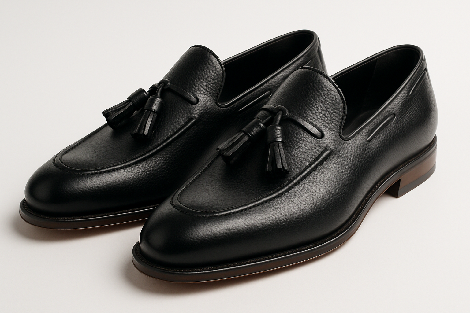 Tassel Loafer Black Leather - Elegant Slip-On Design