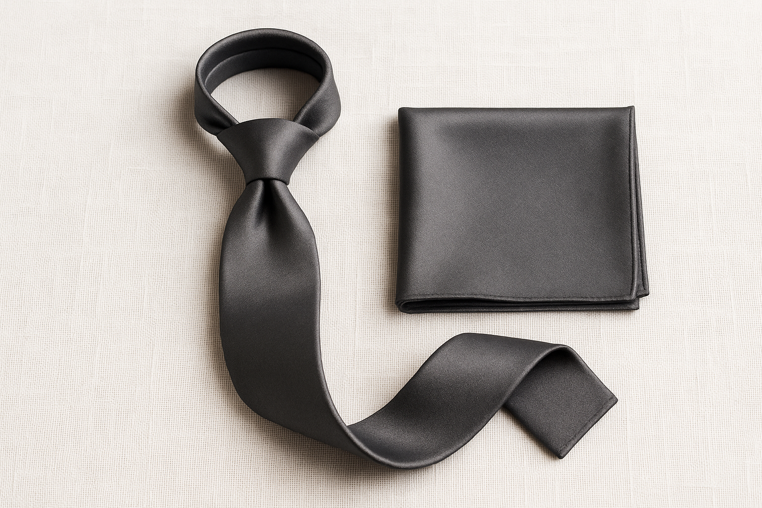 Coordinated Set - Charcoal Gray Tie & Pocket Square