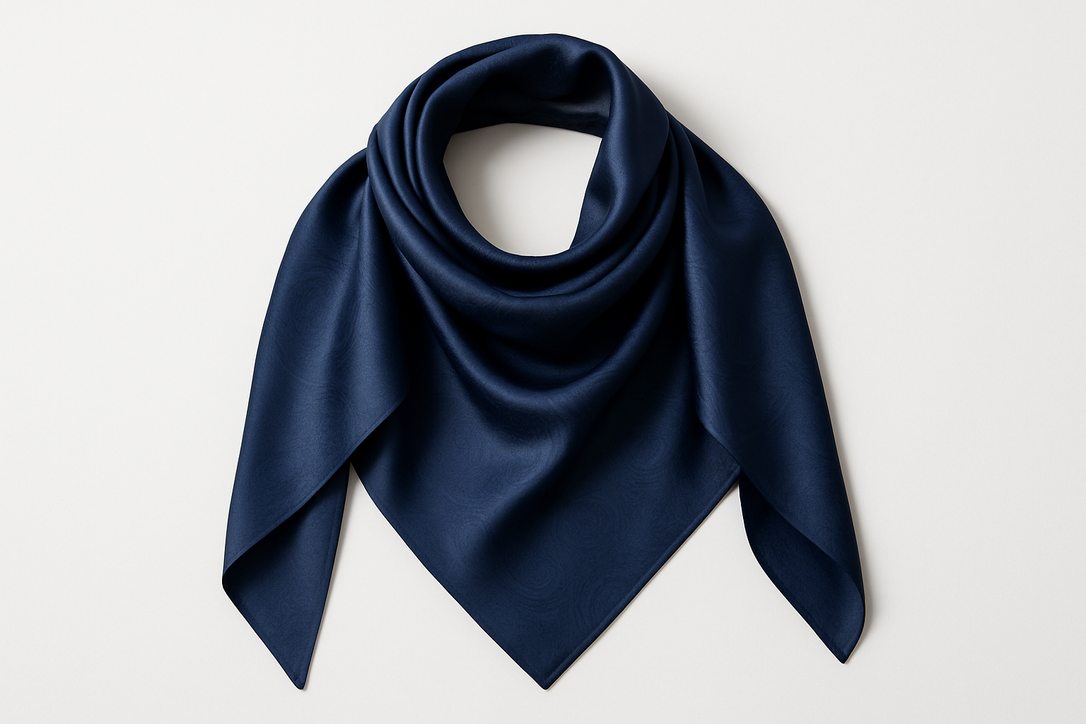 Navy Blue Silk Scarf - Medium Size