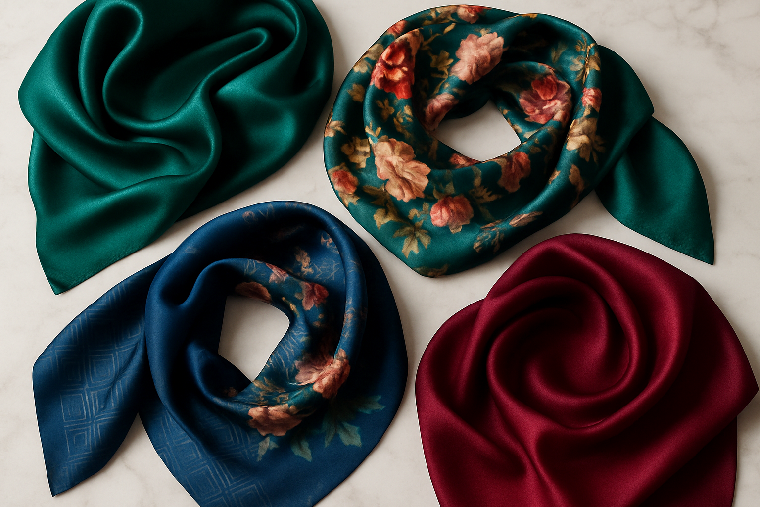 Women's Luxury Silk Scarf Collection - Product Display