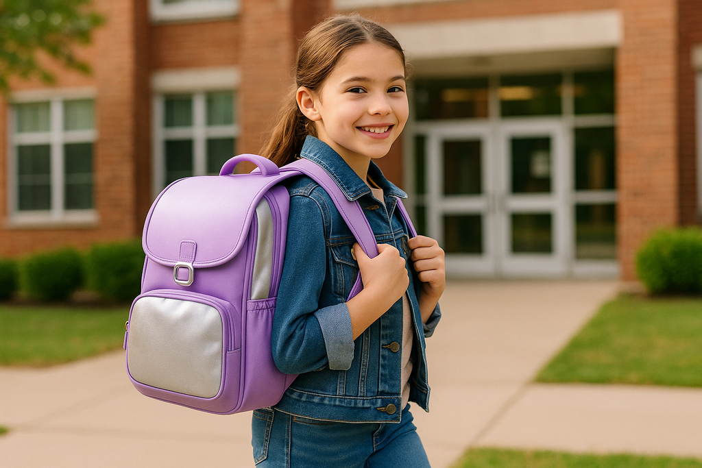 Girls' Stylish School Backpack - Lifestyle Photo