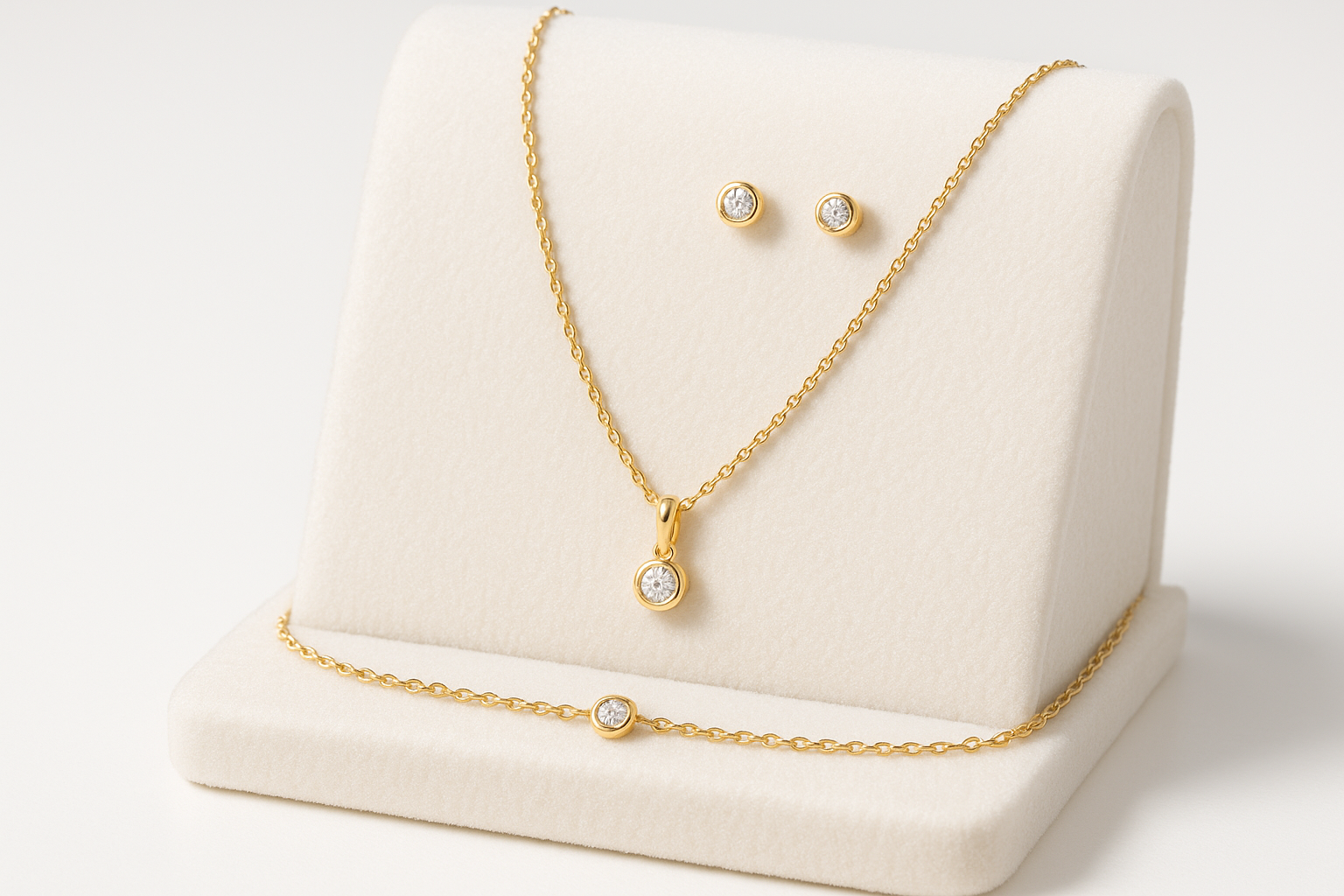 Women's Gold Jewelry Set - Product Display