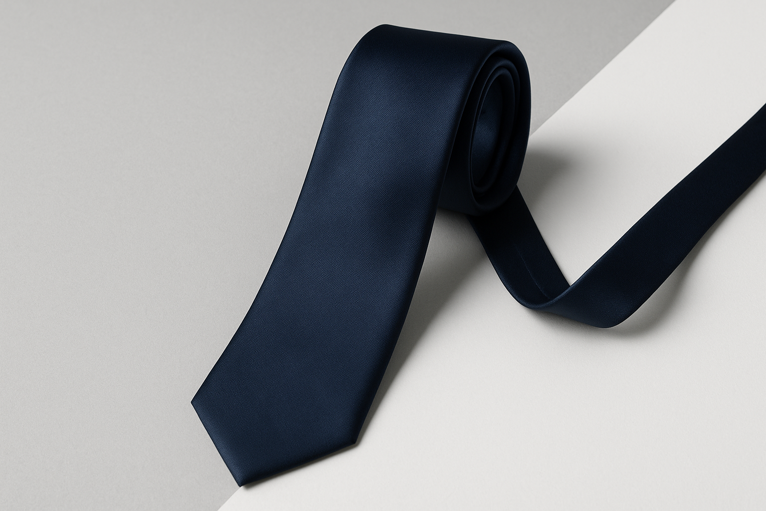 Slim Width Navy Blue Silk Tie - Modern Contemporary Style
