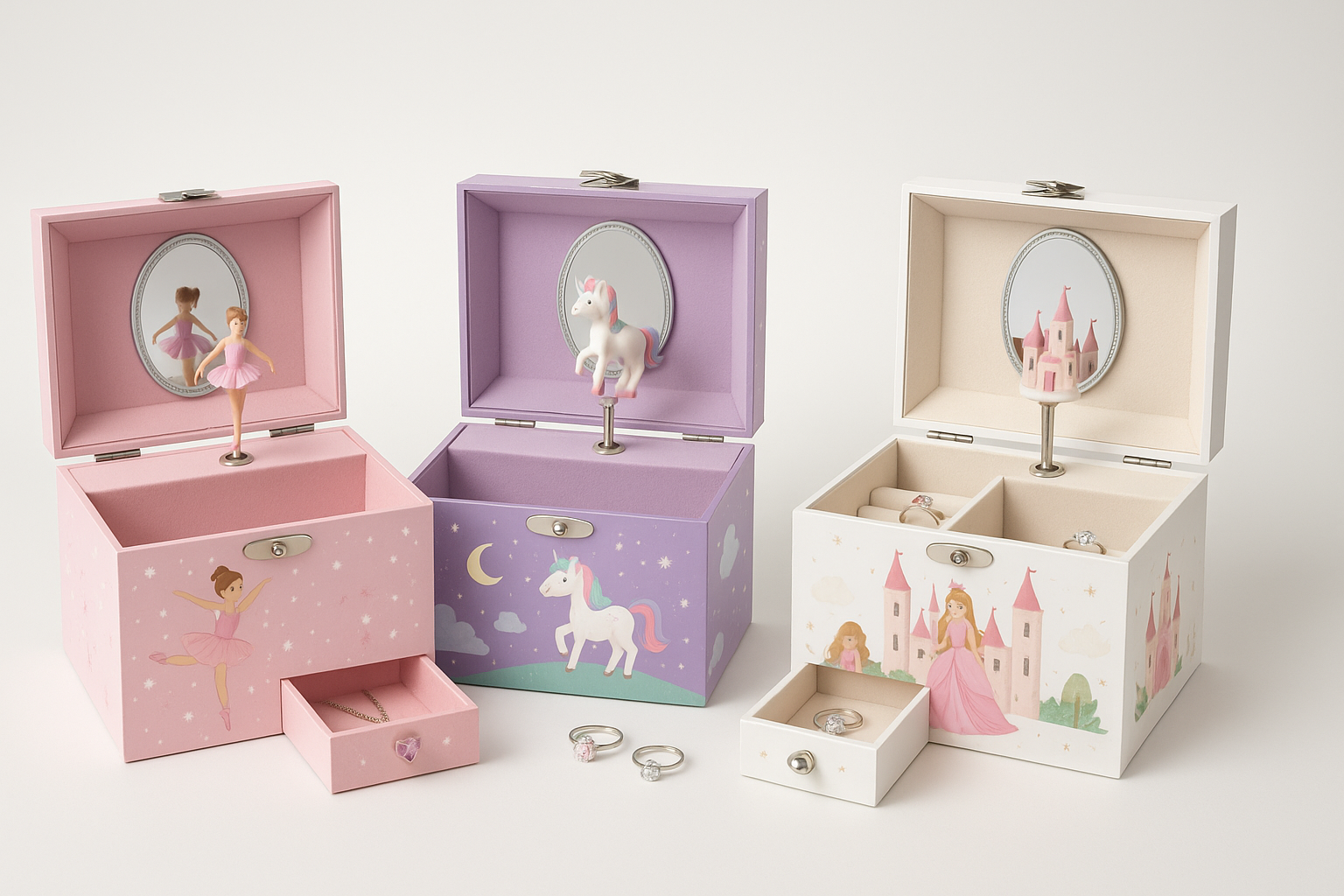 Girls' Musical Jewelry Box Collection - Product Display