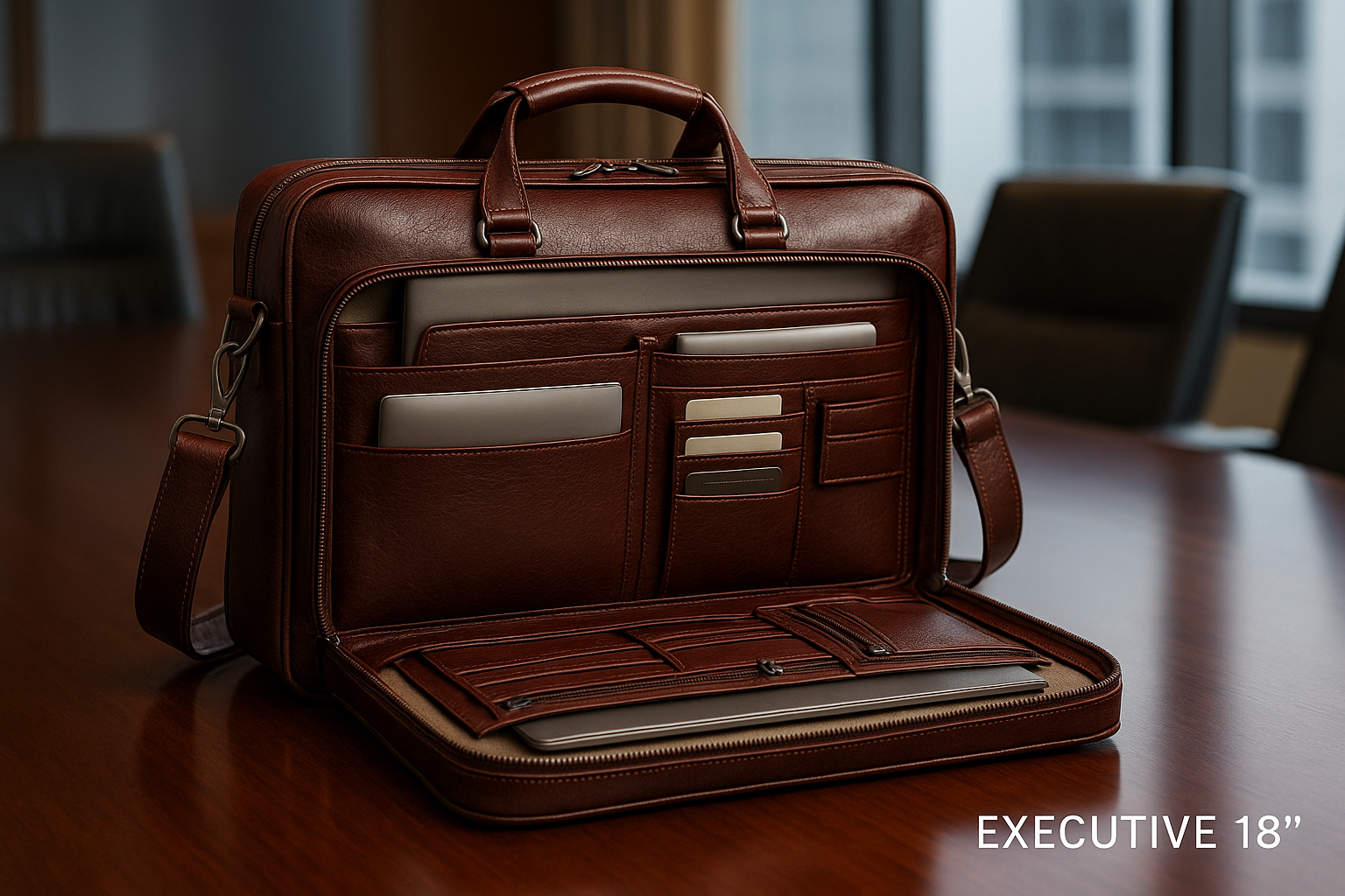 Laptop Executive Briefcase - Deep Mahogany Executive 18"