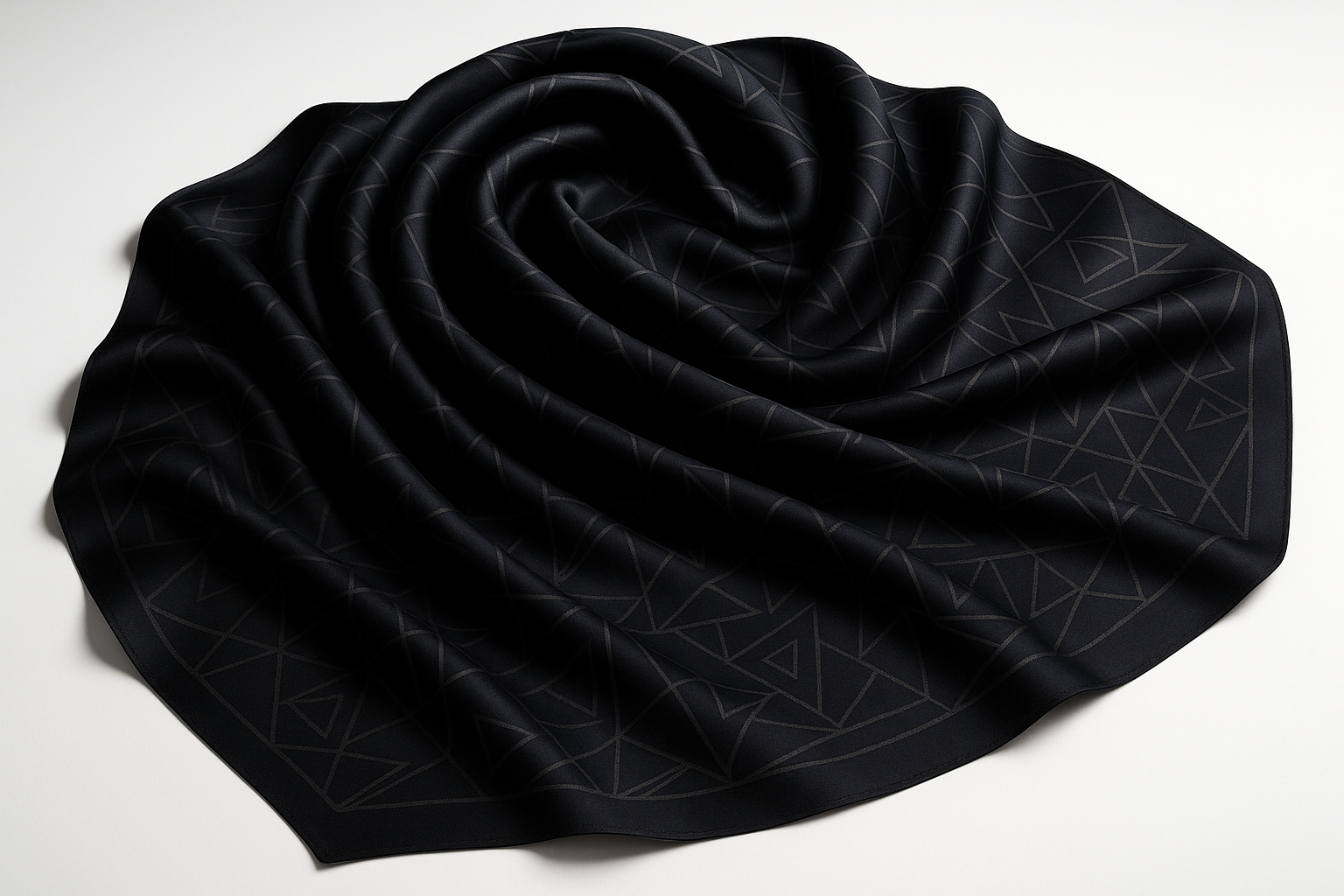 Midnight Black Geometric Large Scarf