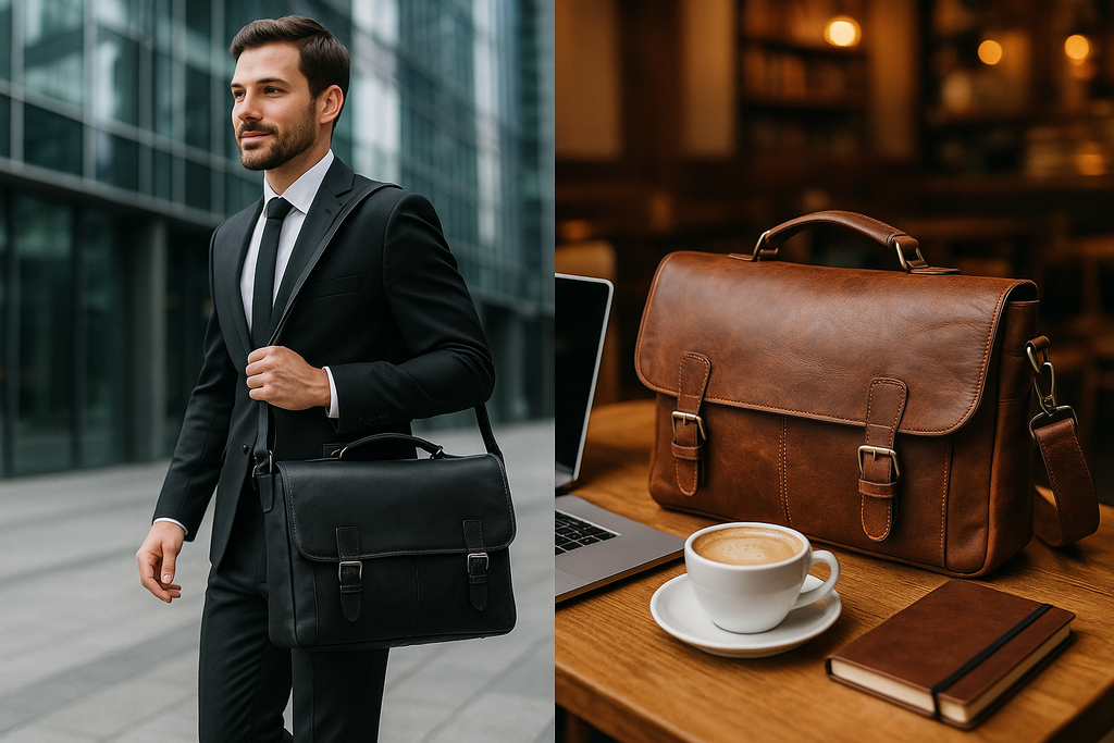 Premium Men's Leather Messenger Bag Lifestyle