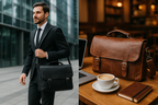 Premium Men's Leather Messenger Bag Lifestyle