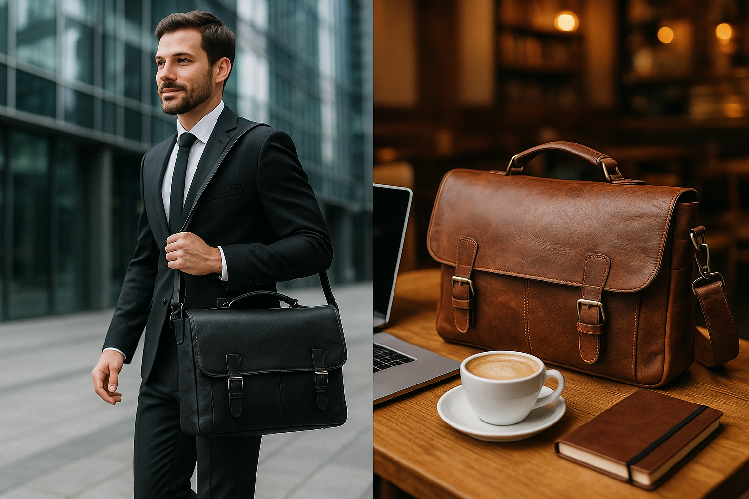 Premium Men's Leather Messenger Bag Lifestyle