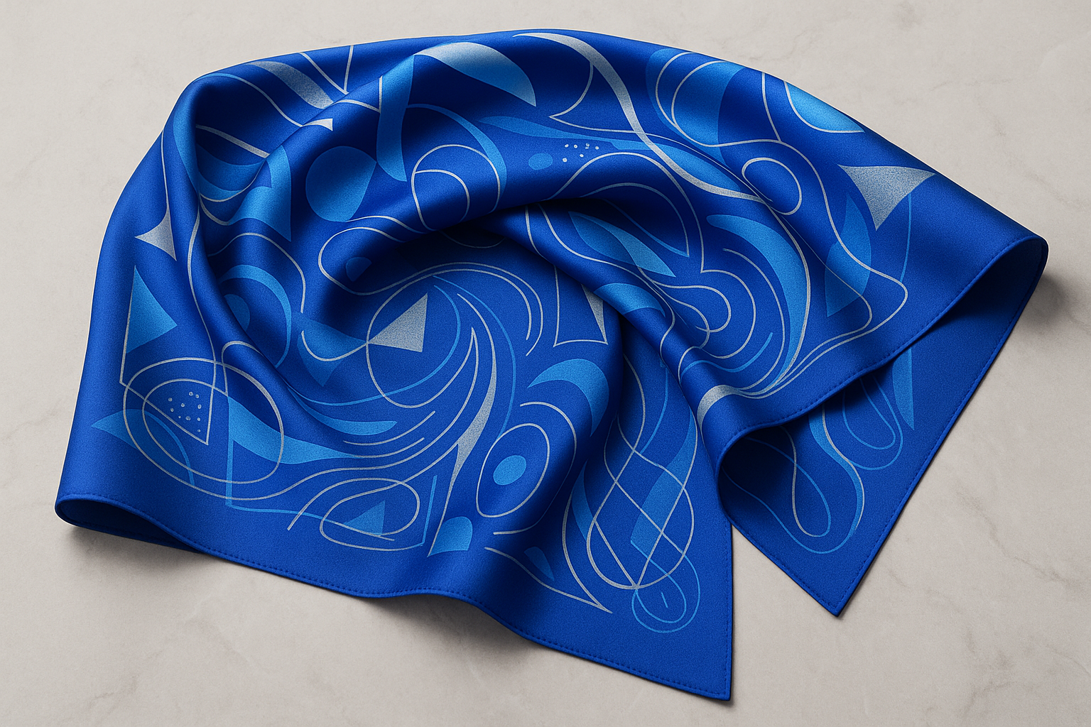 Royal Blue Abstract Medium Scarf