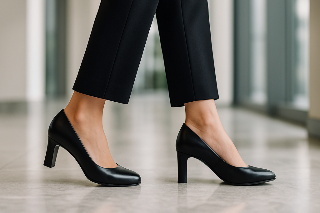 Women's classic black pumps lifestyle shot