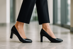 Women's classic black pumps lifestyle shot
