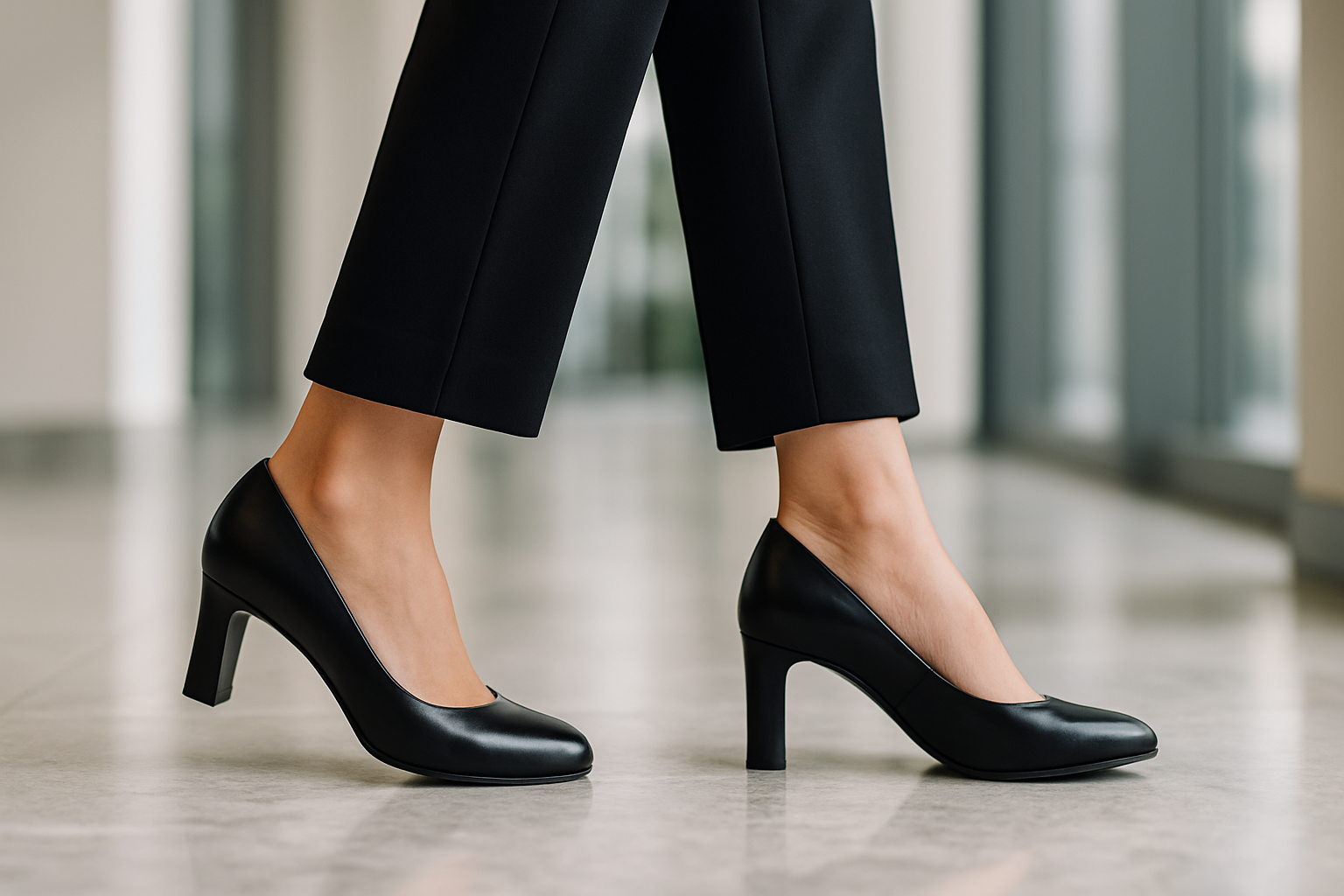 Women's classic black pumps lifestyle shot
